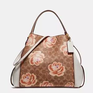 Authentic COACH Edie Signature Rose Shoulder Bag 32314.